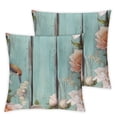 thumbnail image 1 of BANET White Rose Bouquets Throw Pillow Covers Floral Flowers Square Pillow Cases Set of 2 for Decorative Cushion Bed Couch Sofa Turquoise 12x12in, 1 of 7