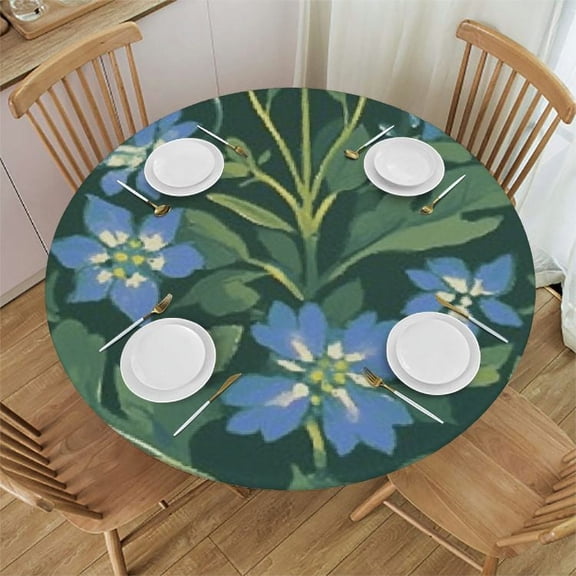 BANET William Morris Floral Print Round Tablecloth Wipeable Polyester Fabric Vintage Floral Washable Tablecloth for Dining Room Decor Tablecloth 46"-50