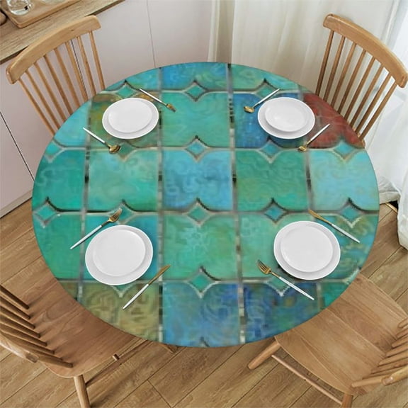 BANET Winter Cardinal Round Tablecloth Vintage Spring Bird Flower Washable Polyester Table Cloth Decorative Table Cover for Dining Banquet Indoor and Outdoor Use 54"-58