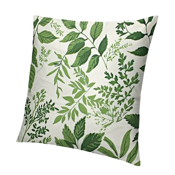 BANET Winter Pillow Covers, Green Watercolor Leaves Seamless Pattern Double Sided Decorative Pillows Cases Throw Pillows Covers 20x20in