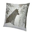 thumbnail image 1 of BANET  Winter Throw Pillow Cushion Cover, Wolf Silhouette Howls in Woods Leafless Trees Snowflakes Wilderness, Decorative Square Accent Pillow Case 24x24in, 1 of 5