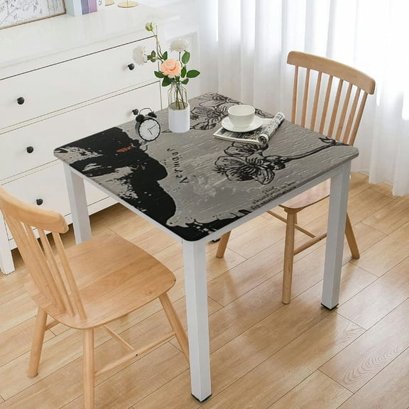 BANET World Map Tablecloth,Cotton Linen Fabric Map Table Cover ,Washable Square World Map Printing Table Cloth for Kitchen Dinning Tabletop Home Decorations white