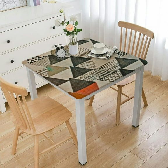 BANET YUURAIN VUVU Cute Triangle Pattern Cotton Linen Fabric, Stitching Tassel Rectangle Tablecloth for Kitchen | Dining | Tabletop | Decoration | Tea Party | Weddings | Farmhouse white