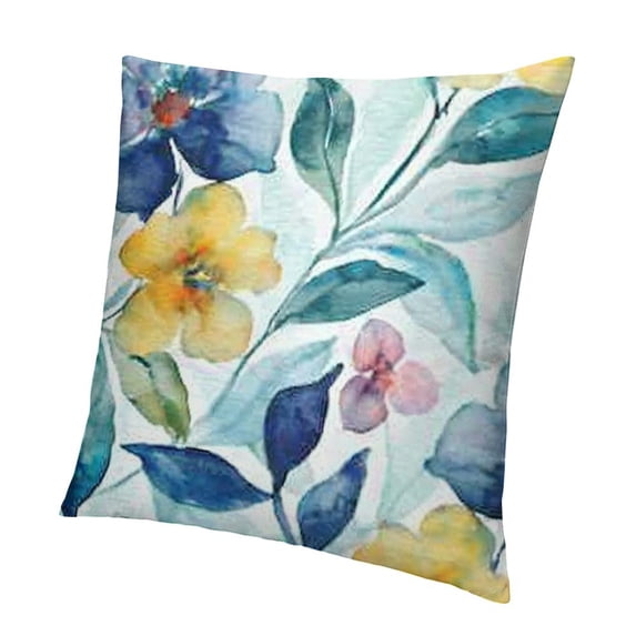 BANET Yellow Blue Floral Throw Pillow Covers Watercolor Sage Green Leaves Decorative Pillow Case Soft Square Cushion Covers for Couch Sofa Bedroom Livingroom 20x20in