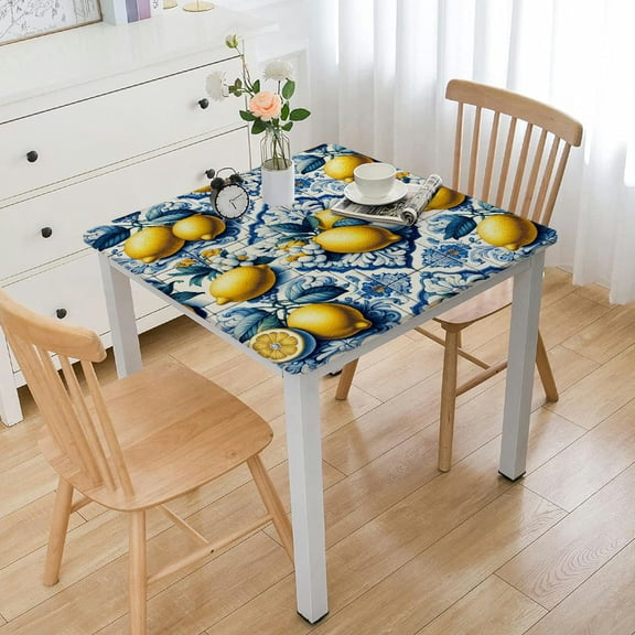 BANET Yellow Fruit and Rectangle Tablecloth Romantic Table Cloth Modern Table Linen Cover for Dining Room Kitchen Party Home Decoration White