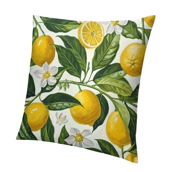 BANET Yellow Lemon Throw Pillow Covers Super Soft Summer Fruits Flowers Leaves Home Couch Decor Pillowcase Cushion Cover Standard Pillow Cases Gift Car Bed Living Room 20x20in