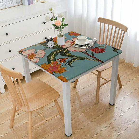 BANET and Orange Rectangle Tablecloth Decorative Cover Tabletop Dining Room Kitchen Linens Flower Print white