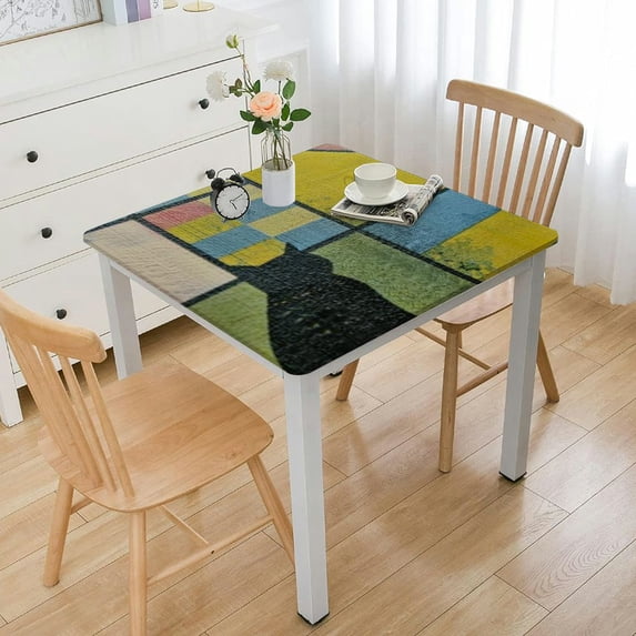 BANET with Flannel Backed Oil-Proof Table Cloth Wipeable Table Cover for Indoor and Outdoor white