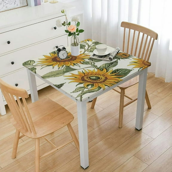 BANET Floral Tablecloth,Sunflower Print Table Cover for Home Decor,Kitchen,Dining Room 52*52