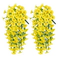 thumbnail image 1 of BANEX 2 PCS Artificial Hanging Flowers Fake Plants Outdoor,Silk Morning Glory Faux Flowers with Eucalyptus Leaves,UV Resistant Realistic Hanging Plants for Home Garden Decor Yellow, 1 of 7