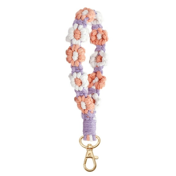 BANEX Keychain Handmade Wristlet Keychain Wrist Lanyard for Keys Cute flower keychain Key Chain for Women key chains women cute F