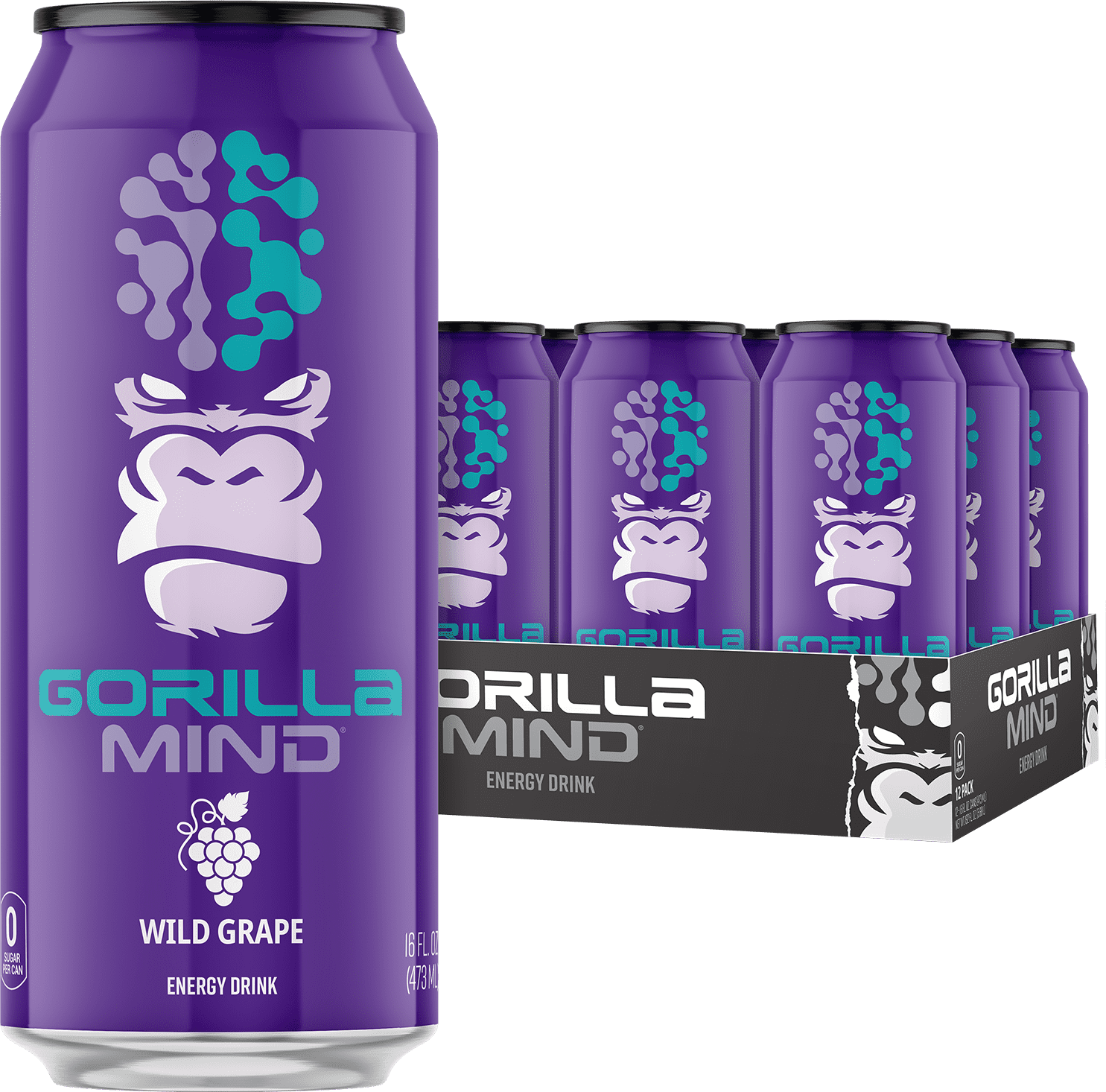 Gorilla Mind Energy Drink, Amplified Focus, Nootropic Formula, 0