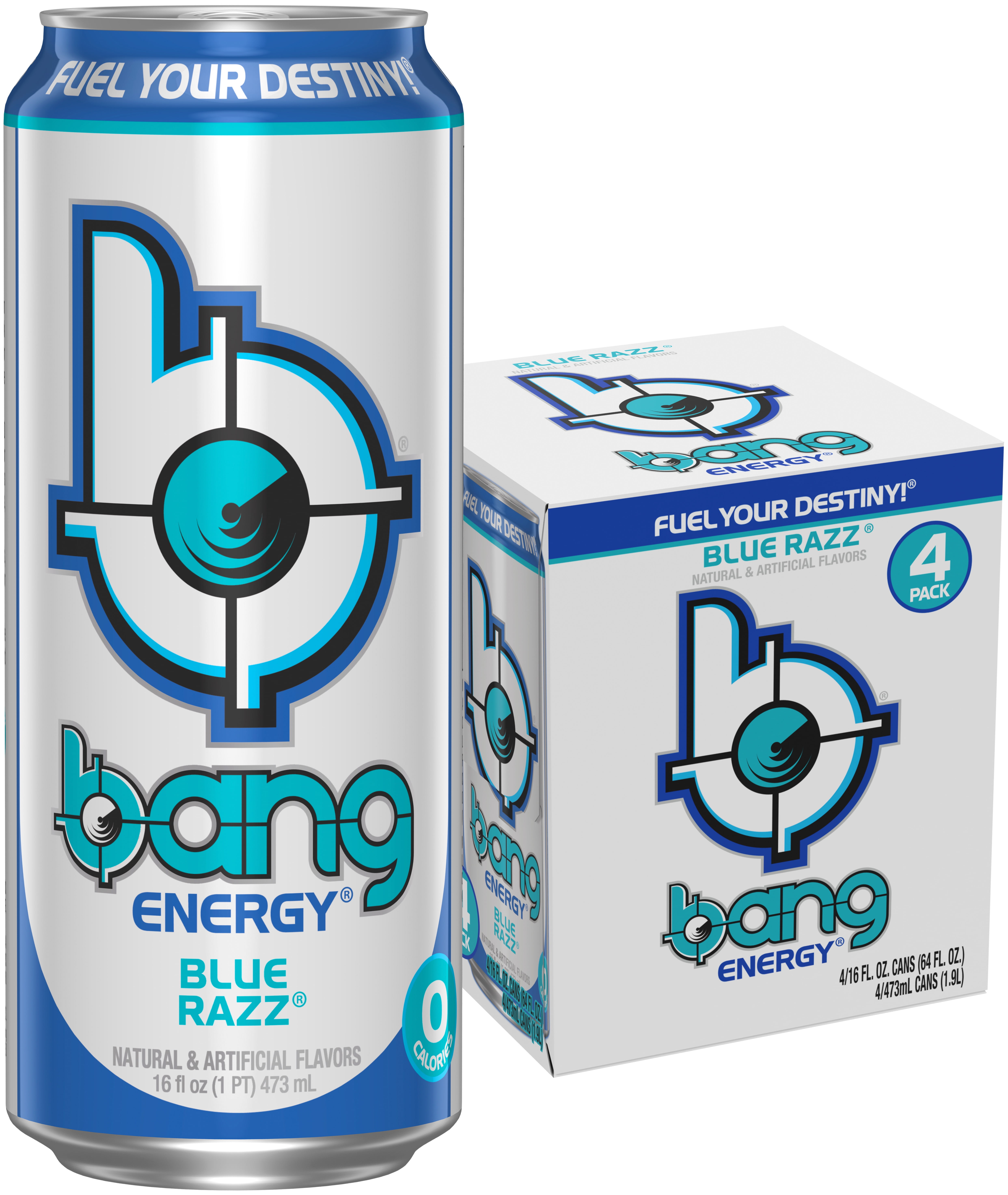 BANG Energy Drink, Blue Razz, 16 fl oz, 4 Pack - Walmart.com