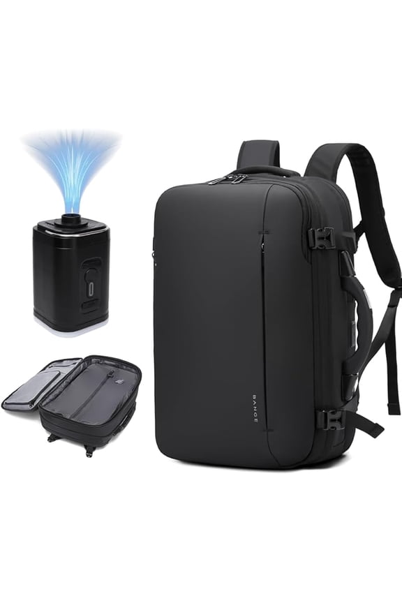 Air Compression System Backpack with electronic scaleVacuum Compression Travel Backpack,Expandable Backpacks with Pump for Airplanes