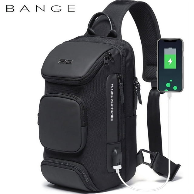 BANGE Men's Stylish Casual Satchel Crossshoulder Backpack Waterproof ...