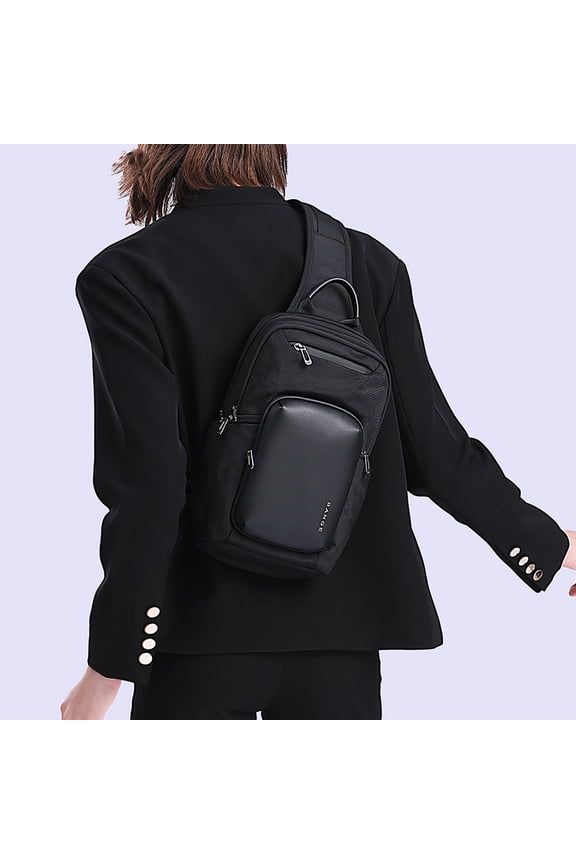 BANGE New Chest Bag Men's Crossbody Bags Large Capacity,Black