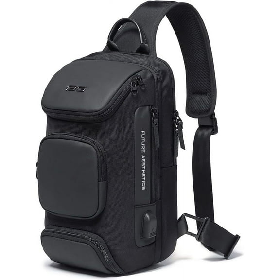 BANGE Waterproof, Adjustable Strap, Multiple Pockets Oxford Cloth Sling Backpack, Black