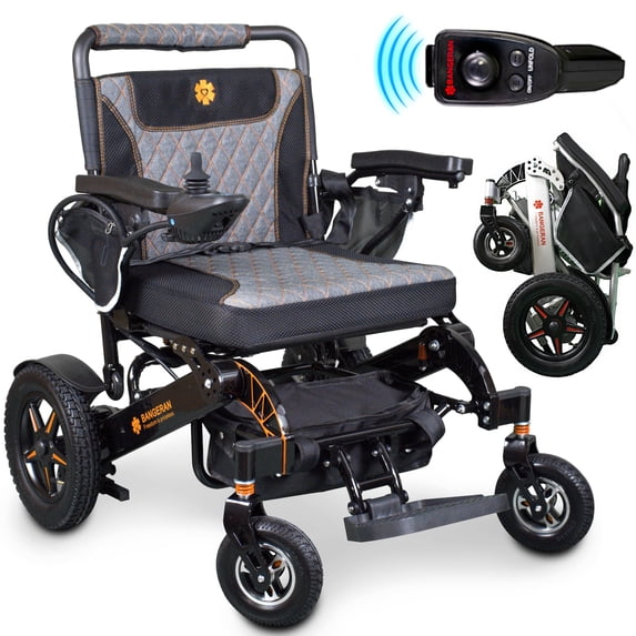 Mammoth Ergonomic User-Friendly Electric Wheelchair for Adults & Seniors, Portable Foldable Electric Travel Wheel Chair for Heavy Duty Purposes - Black Frame