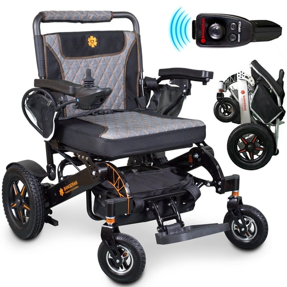 Mammoth Ergonomic User-Friendly Electric Wheelchair for Adults & Seniors, Portable Foldable Electric Travel Wheel Chair for Heavy Duty Purposes - Black Frame