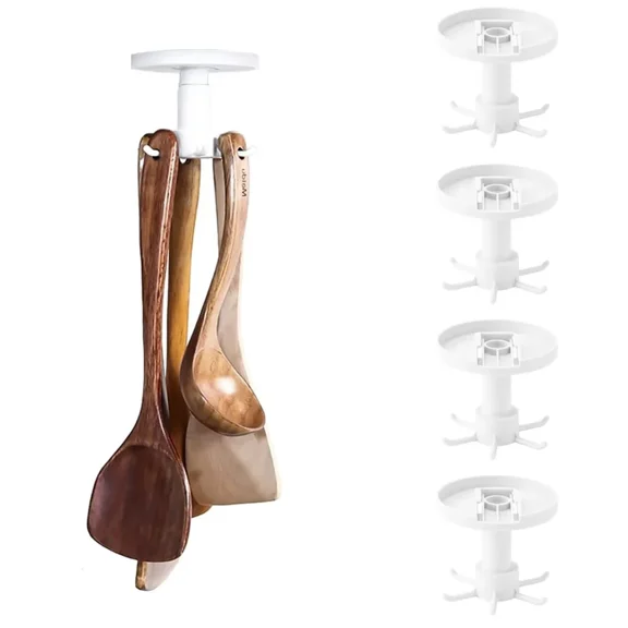 BANGSAUR Under Cabinet Utensil Holder Hanger Hook for Kitchen and Bathroom 4 Pack