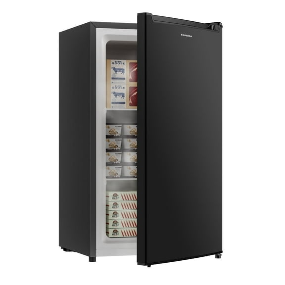 Bangson 2.1 Cu.Ft Upright Freezer, Compact Mini Freezer with Reversible Black Door, Black