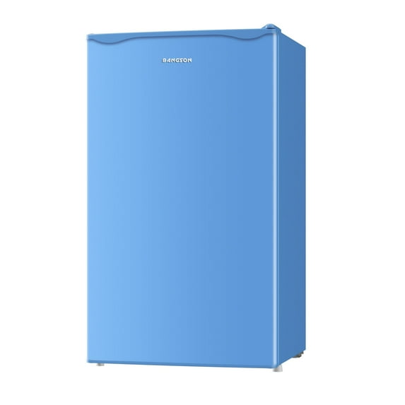 BANGSON 3.2 Cu.ft Mini Fridge with Freezer - Small Refrigerator for Bedroom Dorm Office, Compact Single Door, Adjustable 5-Temp & Quiet, Blue