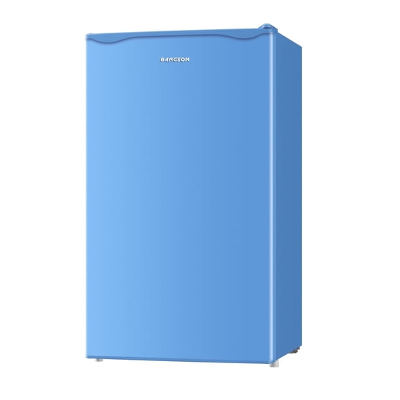 Bangson 3.2 Cu.ft Mini Fridge with Freezer - Small Refrigerator for Bedroom Dorm Office, Compact Single Door, Adjustable 5-Temp & Quiet, Blue