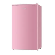 BANGSON 3.2 Cu.Ft Mini Fridge with Freezer, Small Refrigerator with Adjustable Door - 5-Temp Control, Energy Efficient, Low Noise for Bedroom, Dorm, Office, Pink