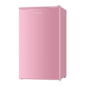 Bangson 3.2 Cu.Ft Mini Fridge with Freezer, Small Refrigerator with Adjustable Door - 5-Temp Control, Energy Efficient, Low Noise for Bedroom, Dorm, Office, Pink