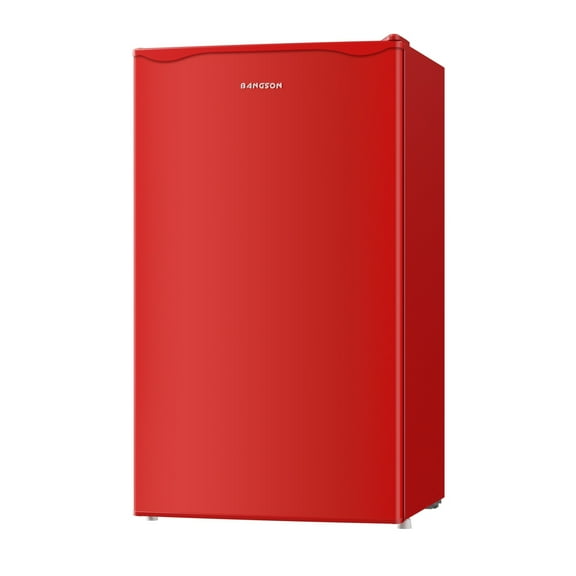 BANGSON 3.2 Cu.Ft Mini Fridge with Freezer, Small Refrigerator with Adjustable Door - 5-Temp Control, Energy Efficient, Low Noise for Bedroom, Dorm, Office, Red