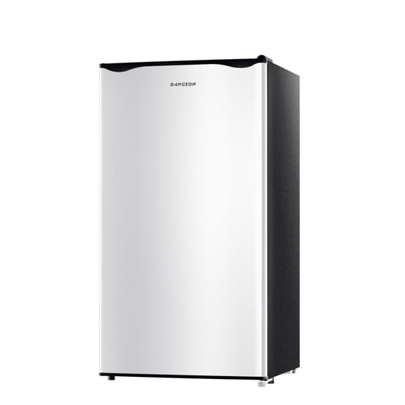 BANGSON 3.2 Cu.Ft. Mini Fridge, Compact Refrigerator with Reversible Door, Silver
