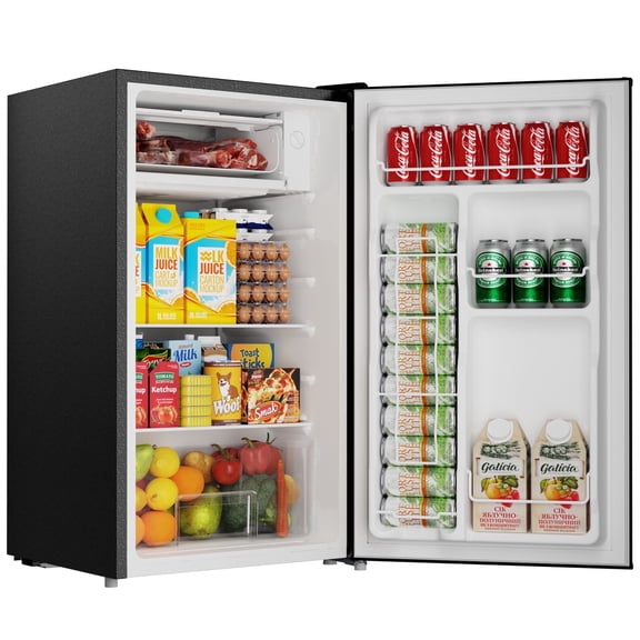 BANGSON 3.2 Cu.ft Mini Fridge with Freezer - Small Refrigerator for Bedroom Dorm Office, Compact Single Door, Adjustable 5-Temp & Quiet, Silver