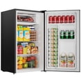 thumbnail image 1 of BANGSON 3.2 Cu.ft Mini Fridge with Freezer - Small Refrigerator for Bedroom Dorm Office, Compact Single Door, Adjustable 5-Temp & Quiet, Silver, 1 of 7