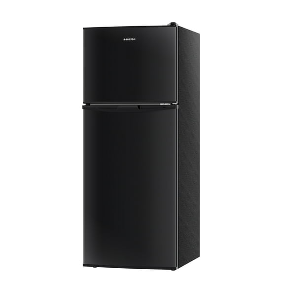 BANGSON 4.0 Cu.Ft Small Fridge with Freezer,Samll Refrigerator with Freezer, 2 Doors, Compact Fridge for Apartment Bedroom Dorm and Office, 5 Settings Temperature Adjustable, Black