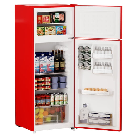 BANGSON 7.7 Cu.Ft Top Freezer Refrigerator for Apartments, Energy Saving, Adjustable Thermostat, Large Capacity, Low Noise, Red