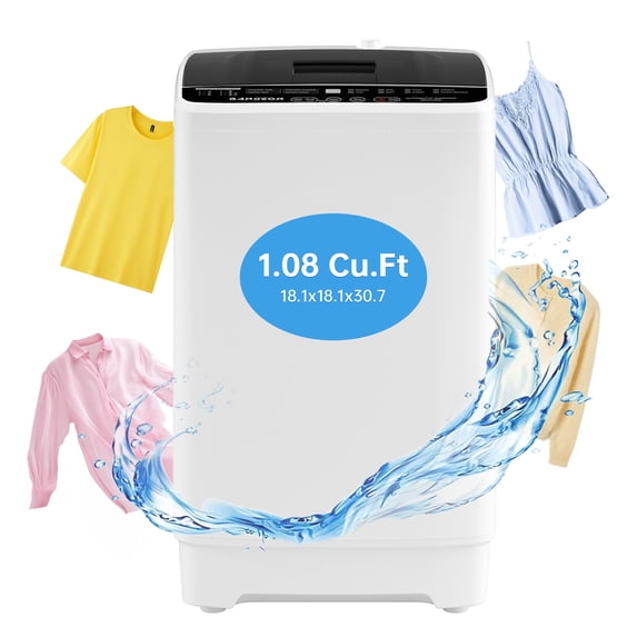 Bangson 1.08cu.ft Portable Washing Machine, Full-Automatic Compact Washer with 8 Programs & Drain Pump for Apartment, Dorm, Home