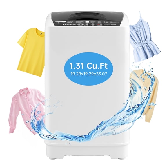 Bangson 1.31cu.ft Portable Washing Machine, Full-Automatic Compact Washer with 8 Programs & Drain Pump for Apartment, Dorm,Home