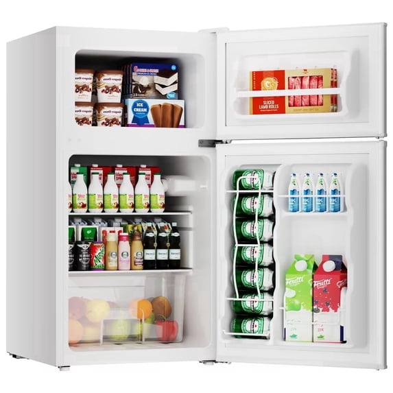 BANGSON Mini Fridge, 3.2 cu.ft Compact Fridge, 2 Door Mini Fridge for Home, Office and Dorm, White
