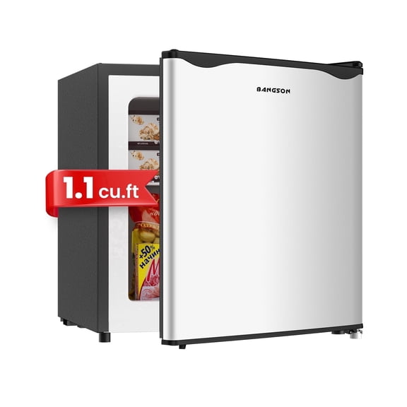 BANGSON 1.1 Cu.Ft Stand Up Mini Freezer - Perfect Small Apartment Size Freezer for Dorm, Office, Kitchen, Garage & Home,Sliver
