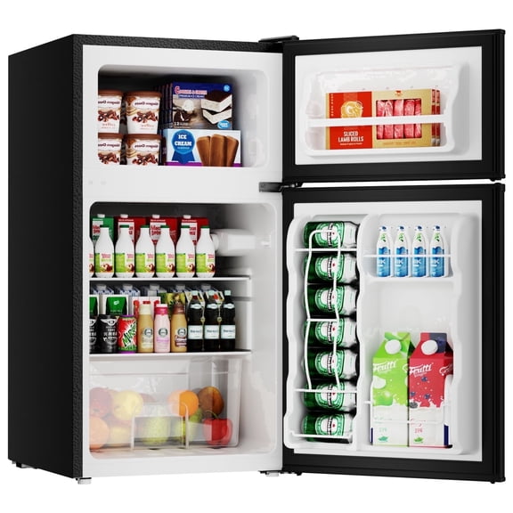 BANGSON 3.2 Cu.Ft Small Refrigerator with Freezer, 2-Door Mini Fridge for Dorm, Apartment, Garage & Office , Energy Efficient, Low Noise Operation ,Black