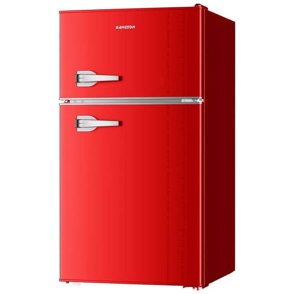 BANGSON 3.2 Cu.ft Retro Mini Fridge with Freezer, Small Refrigerator for Dorm Room & Home Bar ,Red