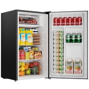 BANGSON 3.2 Cu.ft Mini Fridge with Freezer - Small Refrigerator for Bedroom Dorm Office, Compact Single Door, Adjustable 5-Temp & Quiet,Black