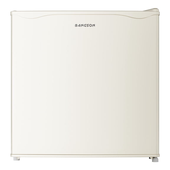BANGSON 1.6 Cu.Ft Compact Refrigerator with Freezer, Energy Saving & Low Noise Mini Fridge for Office, Dorm, Bedroom - Adjustable Temp, Reversible Door,Cream White