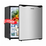 Bangson 1.7 Cu.Ft Compact Refrigerator with Freezer, Energy Saving Low Noise Mini Fridge, Single Door Small Fridge for Office Dorm Bedroom, Silver