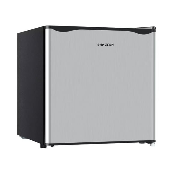 BANGSON Small Refrigerator,1.6 Cu.ft Mini Fridge with Freezer, Single Door, Silver