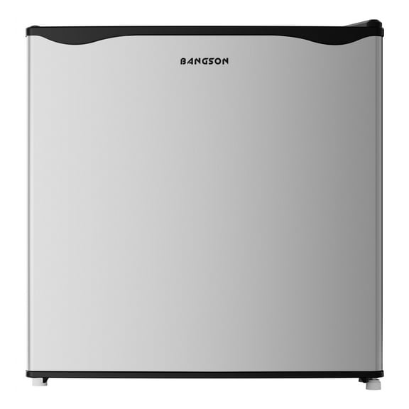 BANGSON 1.6 Cu.Ft Compact Refrigerator with Freezer, Energy Saving & Low Noise Mini Fridge for Office, Dorm, Bedroom - Adjustable Temp, Reversible Door, Silver
