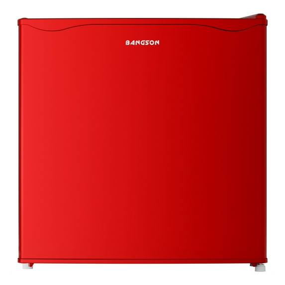 BANGSON 1.6 Cu.Ft Compact Refrigerator with Freezer, Energy Saving & Low Noise Mini Fridge for Office, Dorm, Bedroom - Adjustable Temp, Reversible Door,Red
