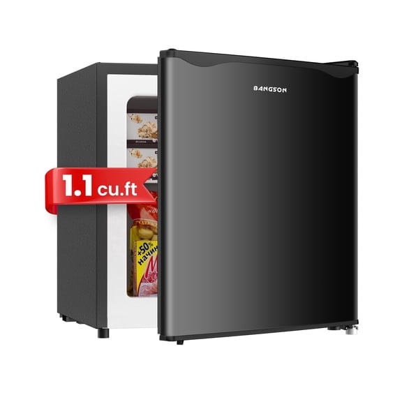 BANGSON 1.1 Cu.Ft Stand Up Mini Freezer - Perfect Small Apartment Size Freezer for Dorm, Office, Kitchen, Garage & Home,Black