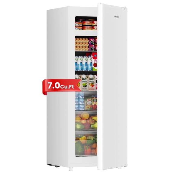 Bangson 7.0 Cu.ft Convertible Upright Freezer, Frost Free with 5 Shelves & 3 Drawers, Reversible Door Garage Ready for Kitchen, Apartment, Office,White