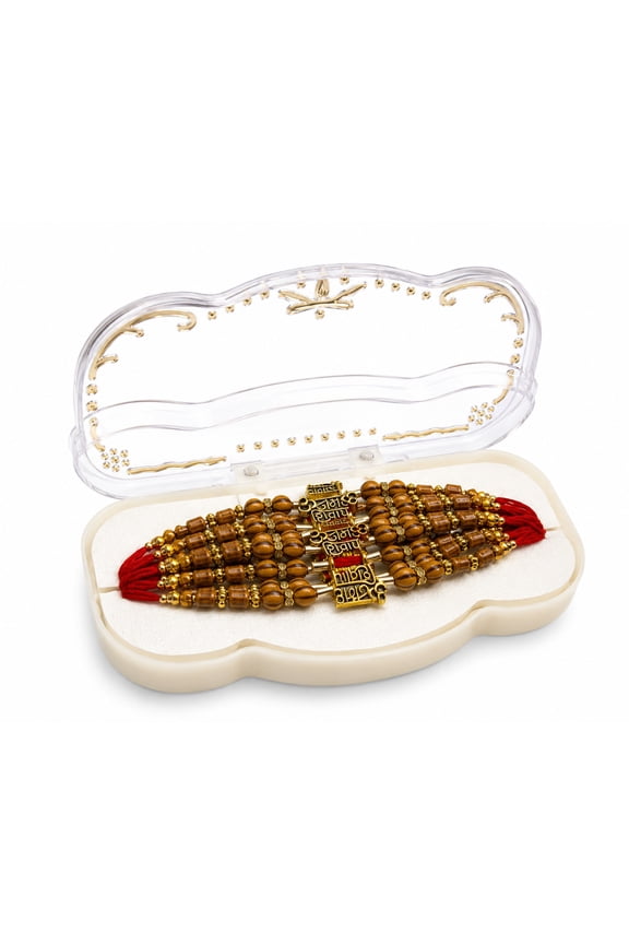 BANI'S Pack of 12 Om Namah Shivaya Rakhi Set for Brother | Traditional Multi-Strand Red Thread Beaded Raksha Bandhan Rakhis | Hindu Festival Gift Set